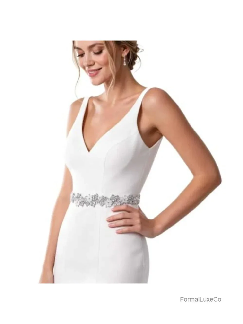 Rhinestone Wedding Bridal Belt Handmade Crystal Beaded Sparkly Sash for Dress